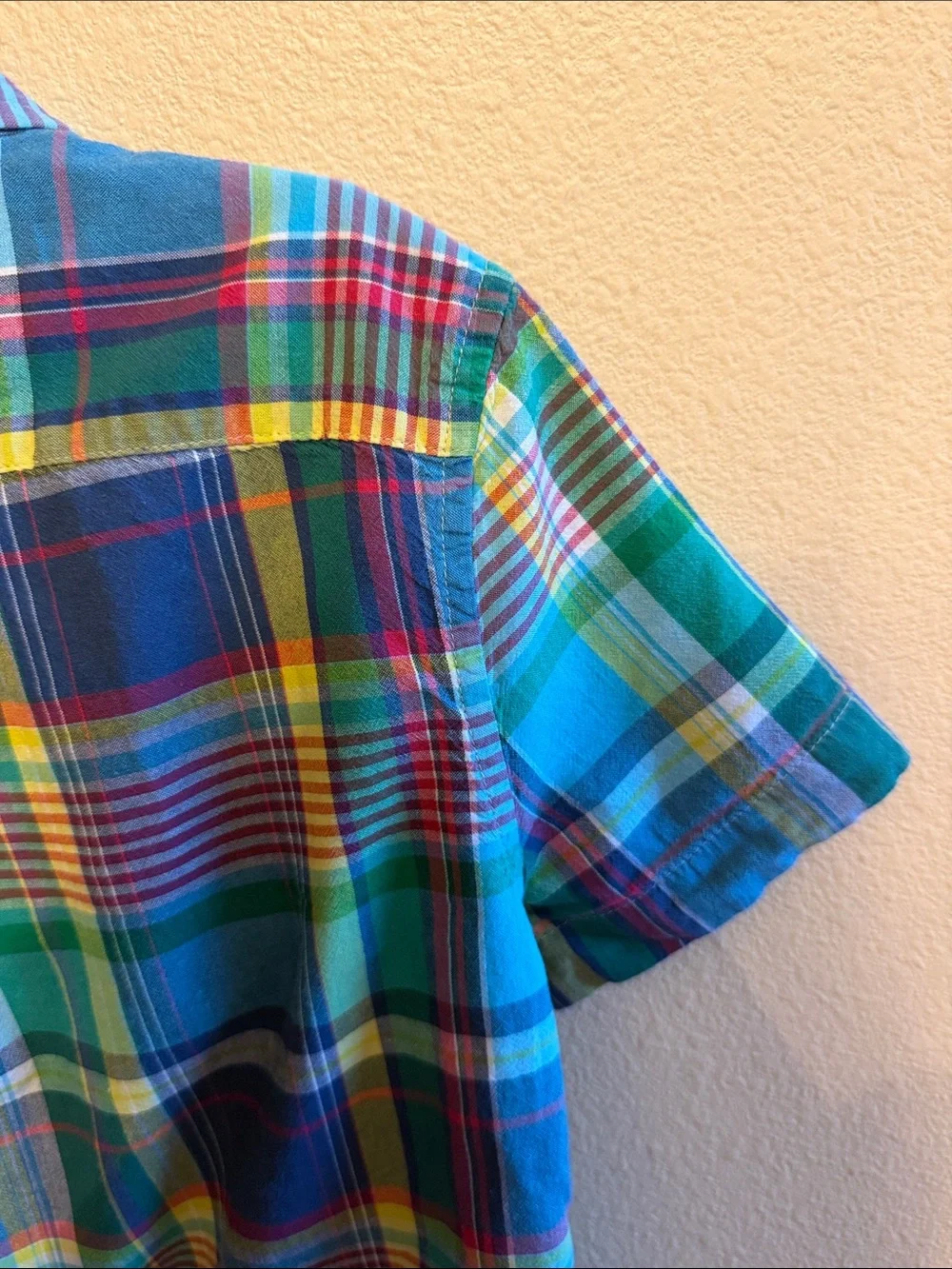 Ralph Lauren Boys Short-Sleeve Plaid Button-Down - Blue, Green & Yellow